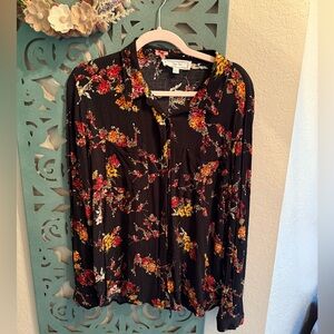Hippie Rose Black Floral Blouse